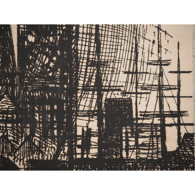 Marcel Gromaire, Boats and Sailboats in Port, Original Signed Engraving For Sale - Image 5 of 6