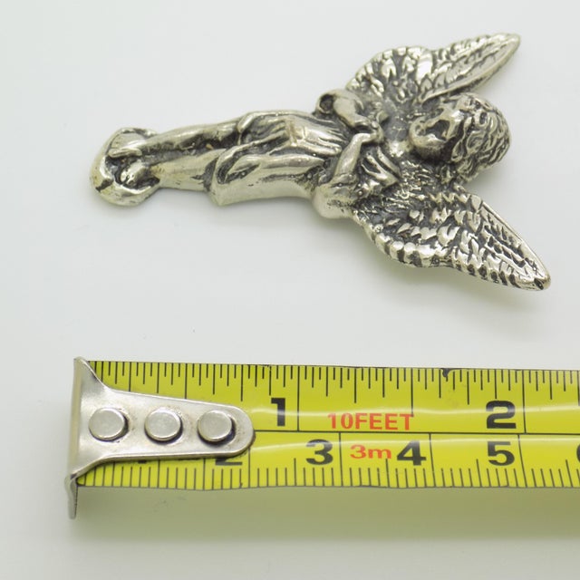 Vintage Italian Genuine Silver 800 Wall-Hanging Angel Figurine from Arezzo, 1970s For Sale - Image 10 of 11