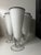 A striking set of six tall cased art glass highballs in opaque white with dramatic contrasting black rims. Each glass has...