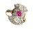 Superb circa 1920 Art Deco with antique pink sapphire and diamond shield ring ,18k two toned mounting with 1.5 mm...