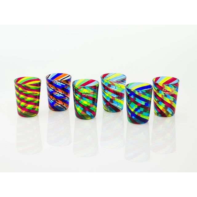 Contemporary Handmade Shot Glasses in Murano Glass by Angelo Ballarin, Set of 6 For Sale - Image 3 of 4