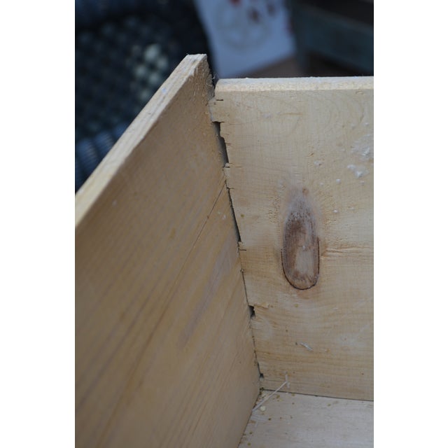 Vintage Washed Rustic Pine Sideboard Credenza / Dresser W/ Arched Top & Drawers For Sale - Image 16 of 17