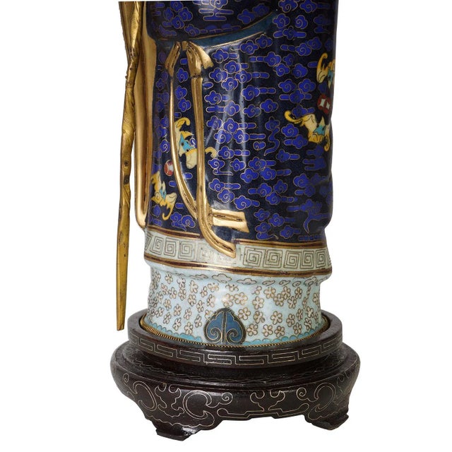20th Century Chinese Antique Cloisonne Longevity Star Statuary For Sale In Los Angeles - Image 6 of 13