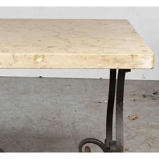 French Mid-Century Coffee or Low Table With Wrought Iron Base and Marble Top For Sale In Austin - Image 6 of 13