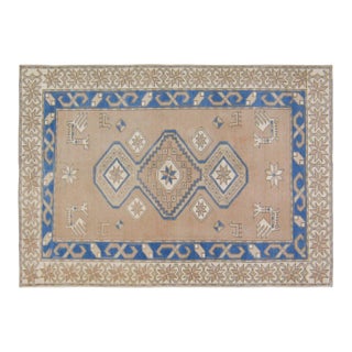 Vintage Turkish Anatolian Hand Knotted Wool Rug, 4'2''x6' For Sale