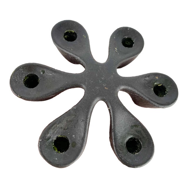 Vintage Black Mid Century Modern Laurids Lonborg Metal Candle Holder, Denmark For Sale