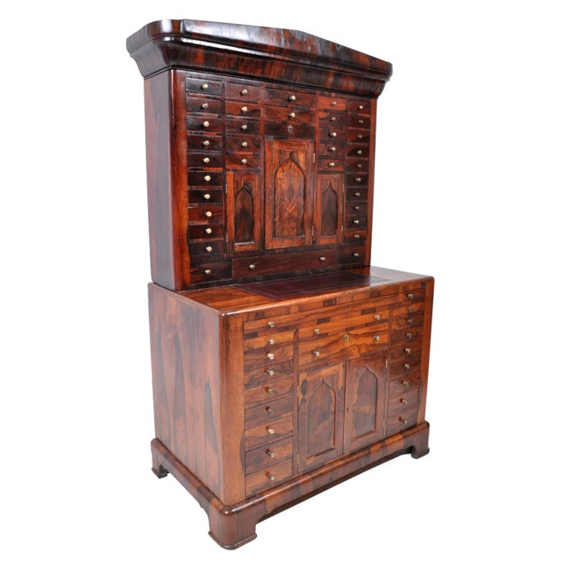 Antique American Empire rosewood dental / medical cabinet, circa 1820. This incredibly rare cabinet, in two section, made...