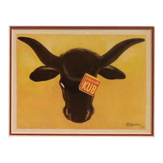 1946 French Advertisement Poster - Bouillon Kub (Bull) Matted For Sale