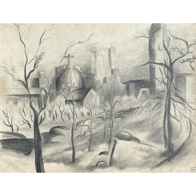 1940s Frank Wallace Philadelphia Center City Drawing For Sale - Image 4 of 4