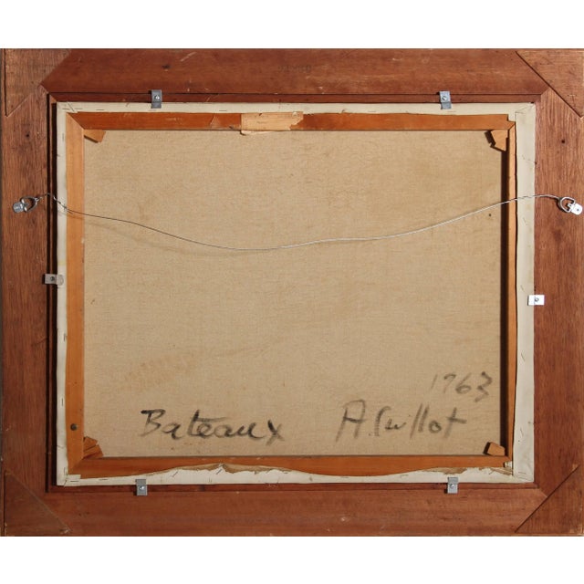 American Alvaro Guillot, Bateaux, Oil Painting, 1963 For Sale - Image 3 of 3