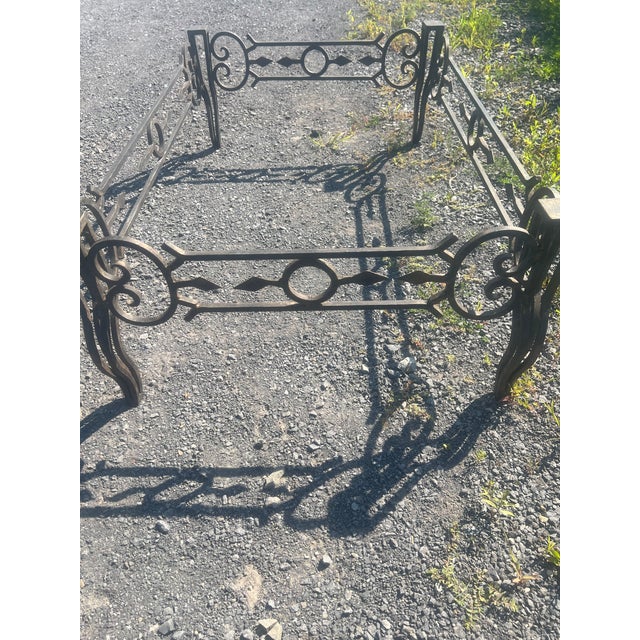 Late 20th Century Vintage Wrought Iron Coffee or Patio Table Base Frame – Scrollwork Detail For Sale - Image 5 of 7