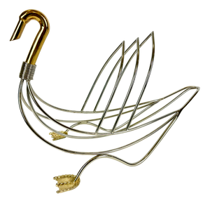 Regency Swan Chrome and Brass Magazine Rack, 1970s