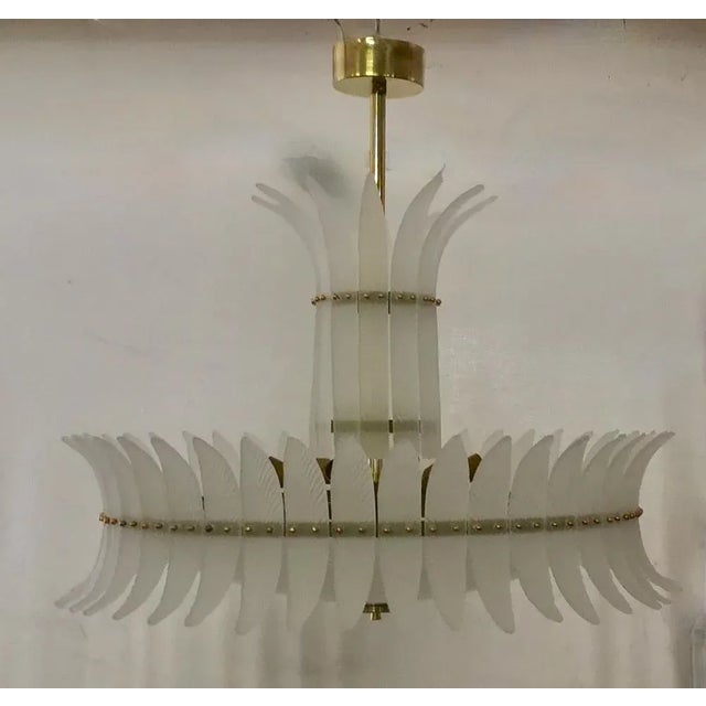 Mid-Century Round Murano Art Glass and Brass Chandelier, 2000s For Sale - Image 10 of 11