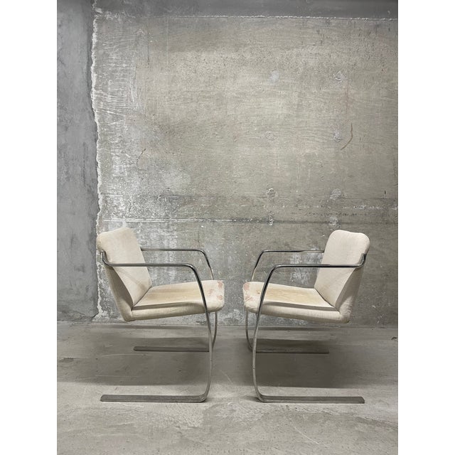 Chrome Set of Three Mid Century Modern Chrome Flat-Bar Dining, Office, or Accent Armchairs For Sale - Image 8 of 14