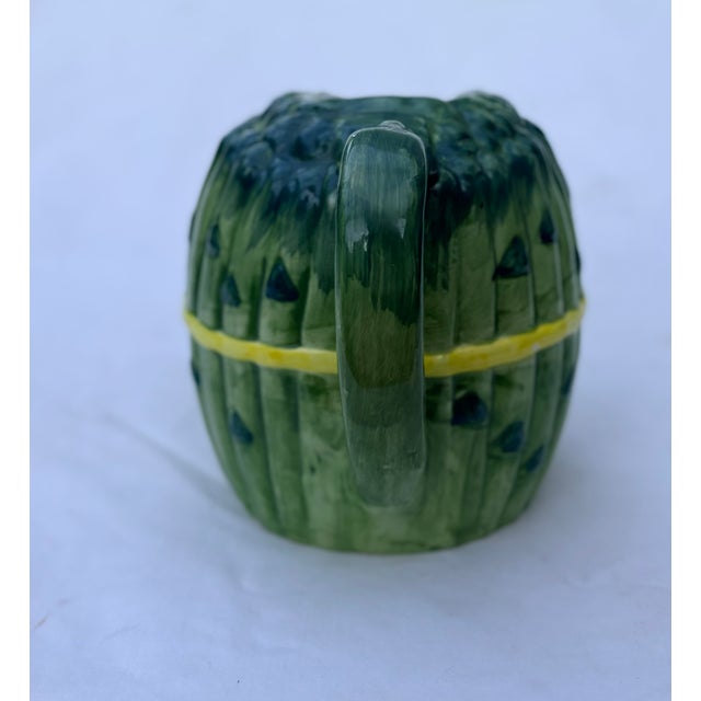 Farmhouse Vintage Trompe-l'Oeil Asparagus Ceramic Pitcher For Sale - Image 3 of 10