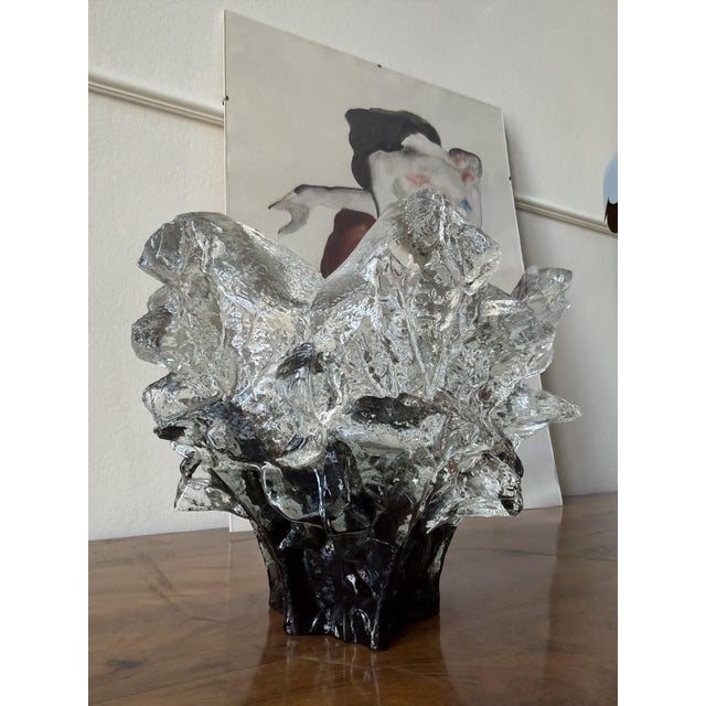 Black and Clear Ice Glass Iceberg Centerpiece by Pertti Santalahti for Humppila, Finland, 1970s For Sale - Image 9 of 12
