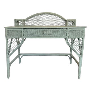 Vintage Woven Rattan Desk For Sale