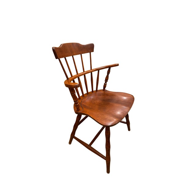 American Mid 20th Century Nichols & Stone Co. Comb Back Cherry Windsor Chair For Sale - Image 3 of 6