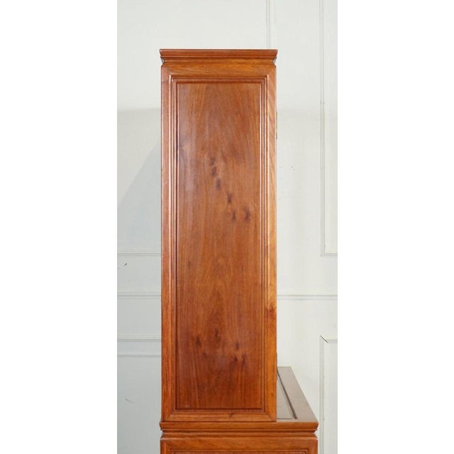 Wood Large Vintage Oriental Chinese Carved Hardwood Bookcase Display Cabinet For Sale - Image 7 of 12