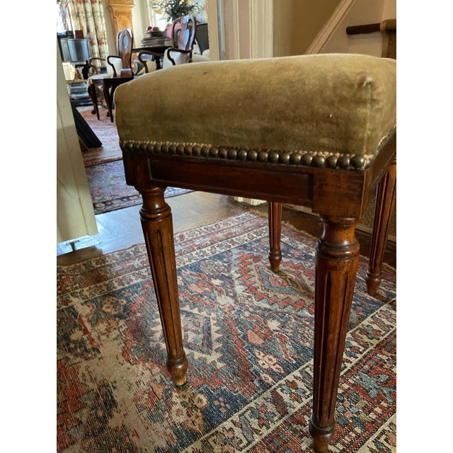 Wood Louis XVI Mahogany Stool Upholstered in Mohair, 19th Century For Sale - Image 7 of 8