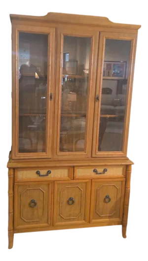 Mid 20th Century Broyhill Faux Bamboo China Cabinet