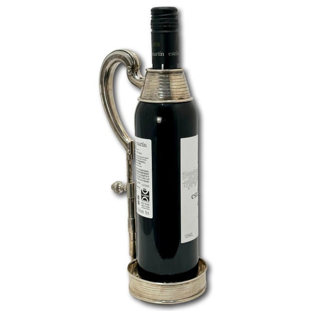 Vintage Late 20th Century Argenteria Peruana ( Peru ) Sterling Silver Wine Bottle Holder - Server For Sale - Image 9 of 12