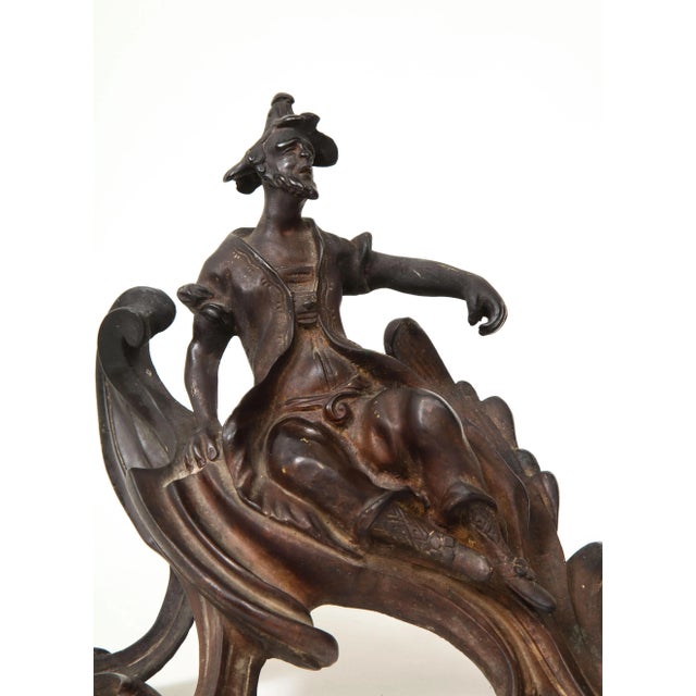Pair of Louis XV Style Patinated Bronze Figural Andirons For Sale In New York - Image 6 of 13