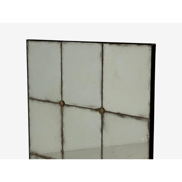 Baroque Style, Rectangular Silver Wall Mirror, Eglomise Glass, Stained Wood For Sale In New York - Image 6 of 9
