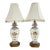 Mid 20th Century Pair of Vintage Hand Painted Porcelain Table Lamps With Lion Crest and Brass Base For Sale