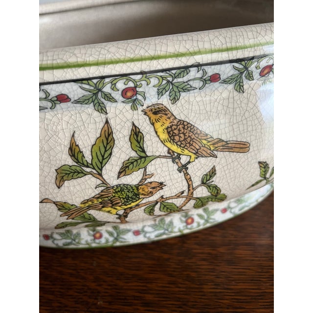 1980s Vintage Bird and Berry Ceramic Jardinière Planter For Sale - Image 5 of 9