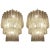 Pair of vintage Italian Murano glass chandeliers and nickel-plated metal structure. The shiny nickel armor supports 52...