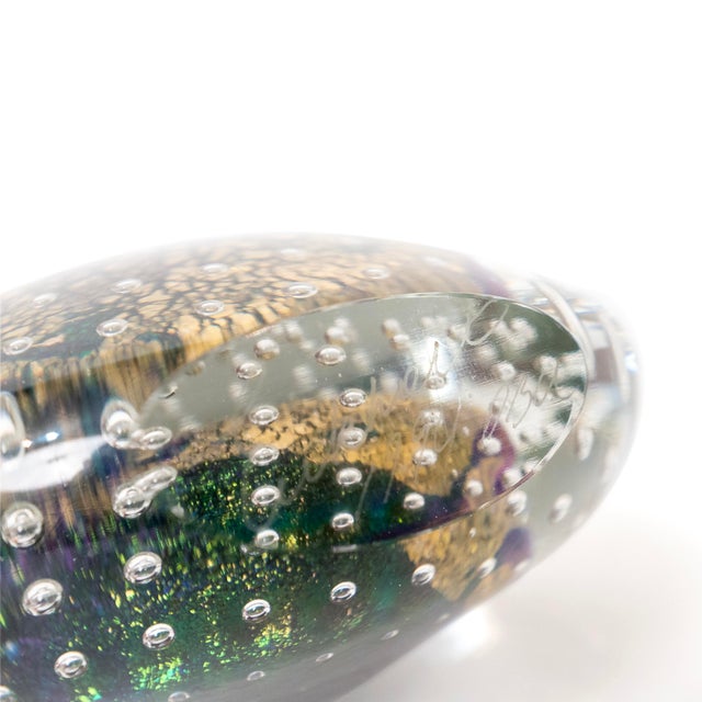1990s Robert Eickholt Cosmic Series Art Glass Paperweight, Dichroic, Signed 1994 For Sale - Image 5 of 5
