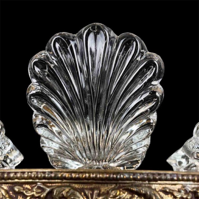 Large Italian Gilded Bronze and Crystal 6-Light Chandelier, 1960s For Sale - Image 9 of 16