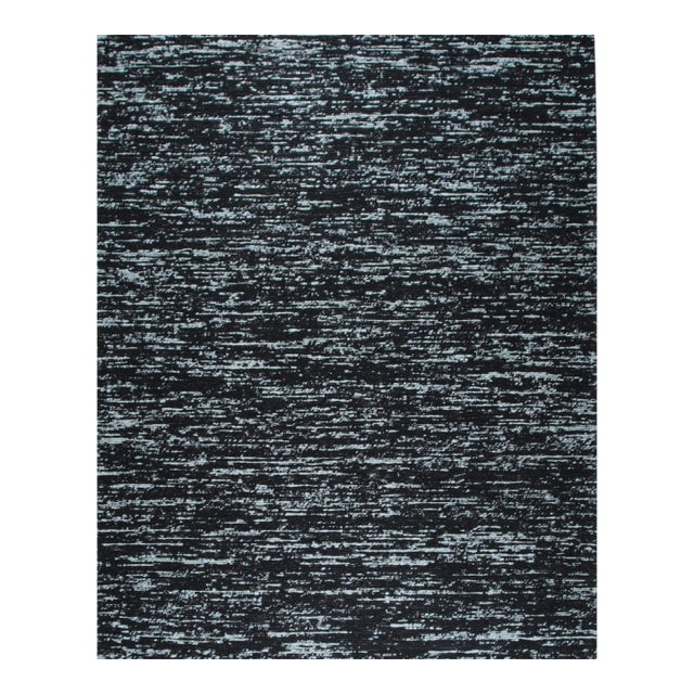 5x8 Fiona Rustic Black Flatweave Geometric Modern Wool Carpet Rug For Sale