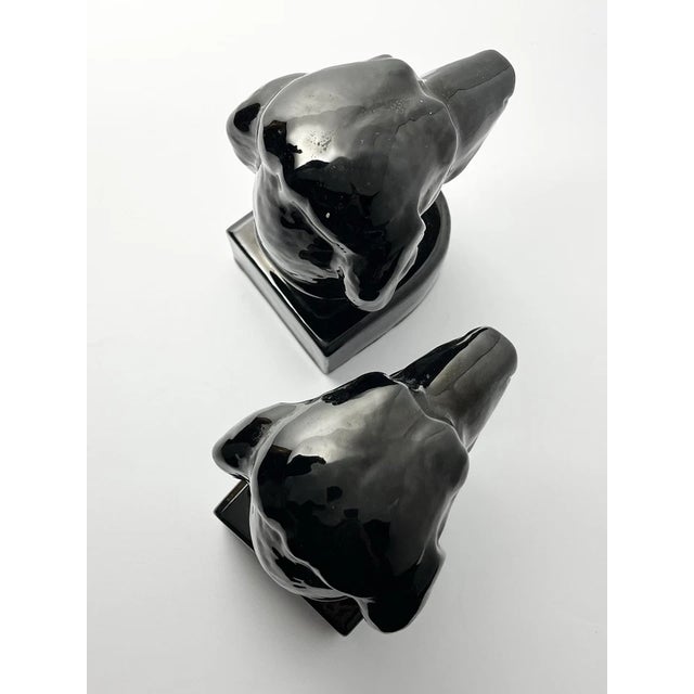 1950s Mid-Century Vintage Frankoma Pottery Black Onyx Dog Bookends - Pair For Sale In Dallas - Image 6 of 8
