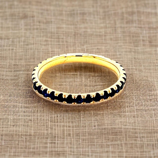2010s Natural Blue Sapphire Ring 6.5 14k Y Gold 0.66 TCW Certified For Sale - Image 5 of 14