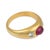 Vintage Ruby Diamond Bezel Set 18k Yellow Gold Ring, Size 5.5 For Sale - Image 4 of 6
