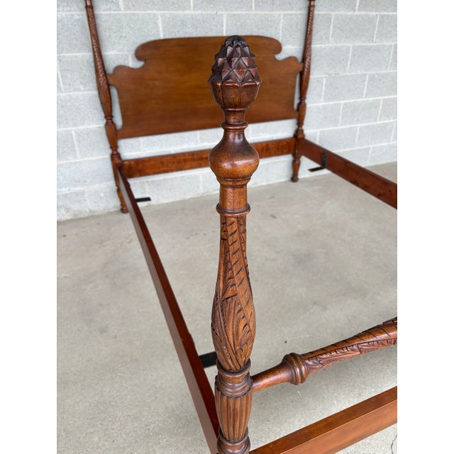 Antique Mahogany Hand Carved Pineapple Poster Double Bed Frame For Sale In Philadelphia - Image 6 of 12
