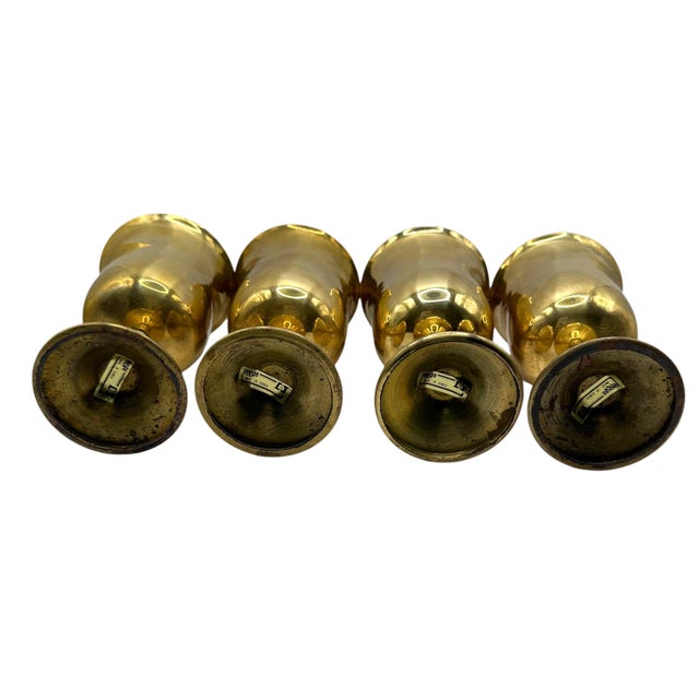 Brass Vintage Mid Century Modern Solid Brass Goblets – Set of 4 For Sale - Image 8 of 12