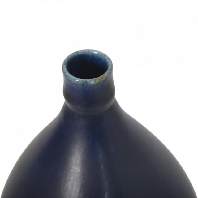 Eva Stæhr-Nielsen for Saxbo. Small vase in stoneware with blue glaze, signed and stamped no. ‘97' H: 20cm. Ø: 13 cm.