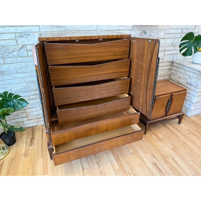 1960s Attributed/Styled After: Helen Hobey Baker Mid-Century Modern Set of 2: Highboy Dresser & Nightstand - One Owner For Sale - Image 5 of 14