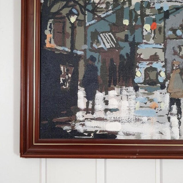 1960s Mid Century Danish Modernist Cityscape Oil Painting by Hugo Langkilde Larsen For Sale - Image 5 of 16