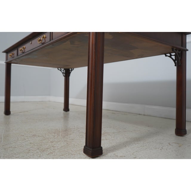 Brown Council Craftsman Inlaid Mahogany Chippendale Desk For Sale - Image 8 of 17