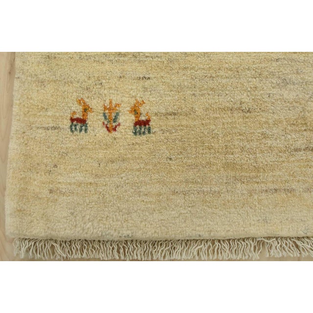 Gabbeh Rug 4’11” X 6’5” Ivory Wool Vintage Tribal Hand-Knotted Carpet For Sale - Image 9 of 12
