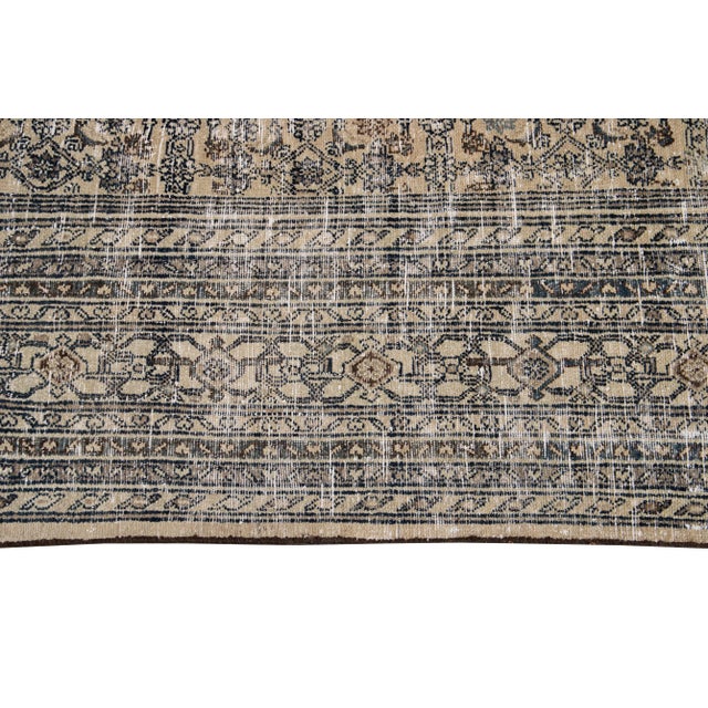 Textile Vintage Beige Malayer Floral Handmade Wool Rug For Sale - Image 7 of 11