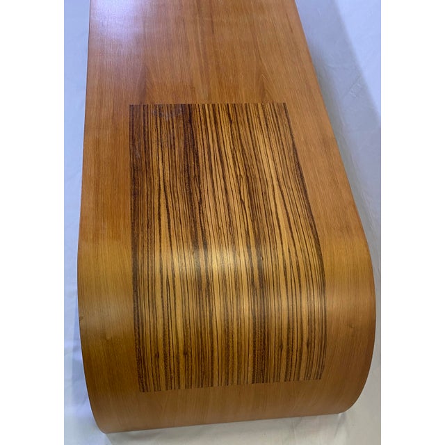Late 20th Century Late 20th Century Kino Guerin Sculpted Bent Wood Ribbon Coffee Table in Laminated Walnut, Signed For Sale - Image 5 of 11