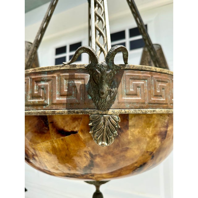 1990s Maitland-Smith Penn Shell Bronze Chandelier W/Rams Heads For Sale In West Palm - Image 6 of 12