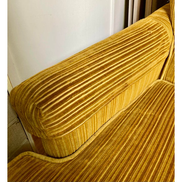 Clayton Marcus Vintage Club Chair in Golden Striped Velvet For Sale - Image 10 of 15