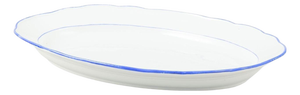 Serving Platter in White-Glazed Porcelain with Blue Trim from Meissen, Germany, 1920s