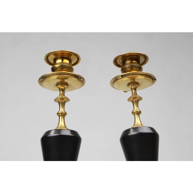 Empire Style Bronze and Ceramic Candlesticks, France, 1870s, Set of 2 For Sale - Image 4 of 9